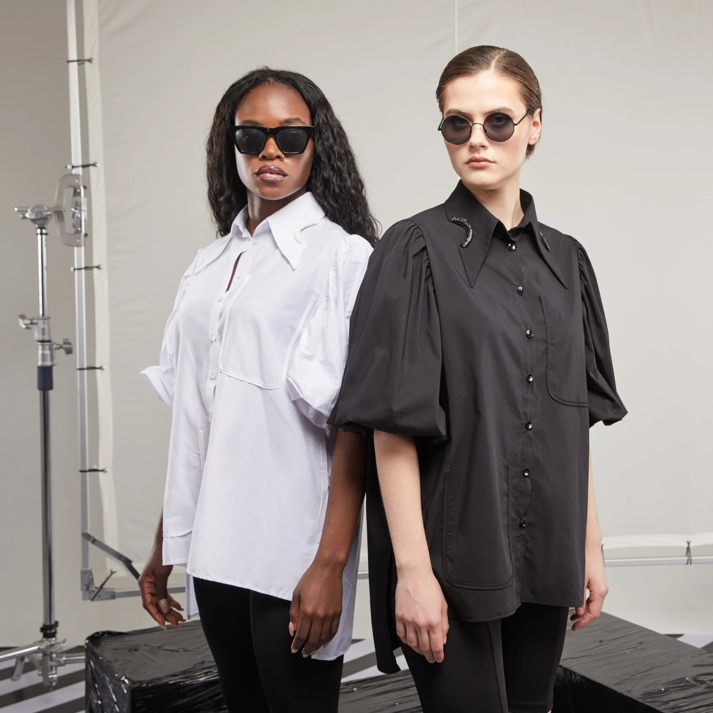 H4 London Women's Black Oversized Voluminous Sleeve Shirt