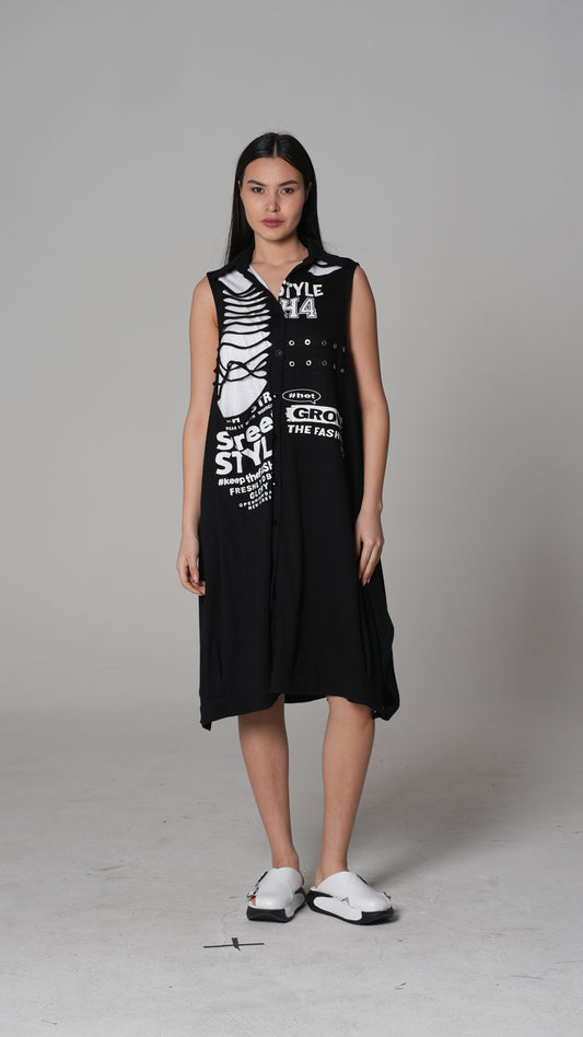 STYLE H4 Slogan-Print Ärmelloses Kleid | H4 London – Modell 6204