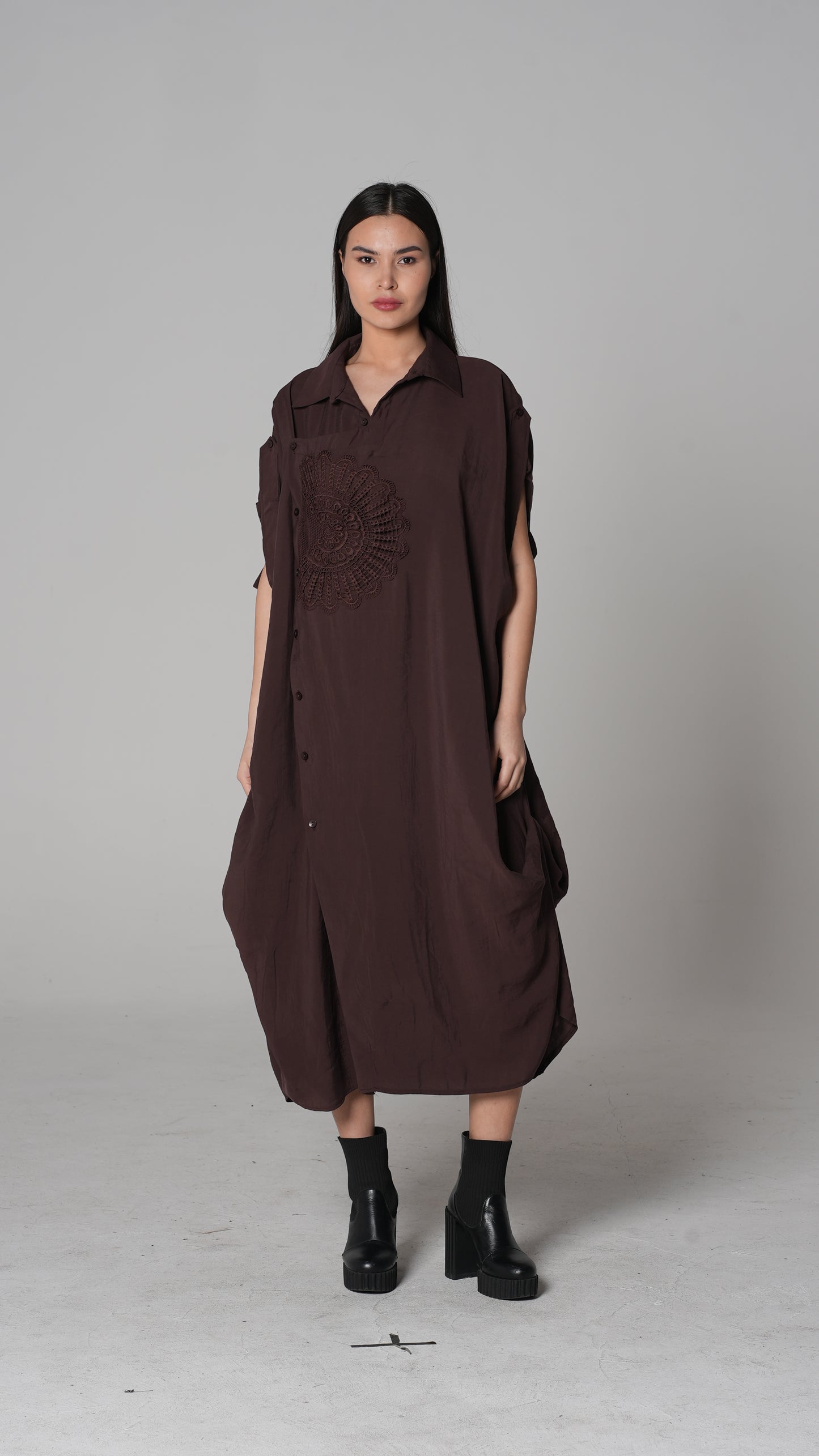 Vestido Camisero con Aplique de Crochet | H4 London – Modelo 6238