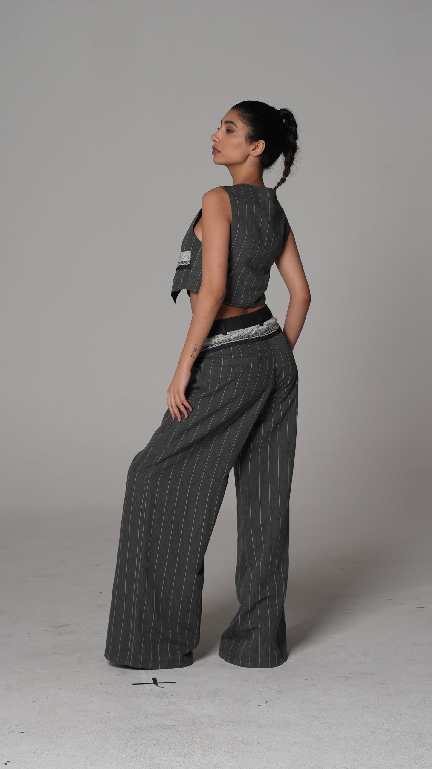 Pinstripe Cropped Waistcoat | H4 London – Style 6248