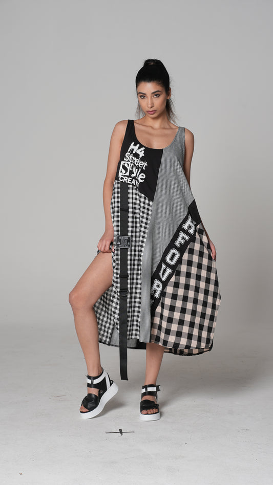 Vestido Midi Estampado Negro | H4 London – Style 6272