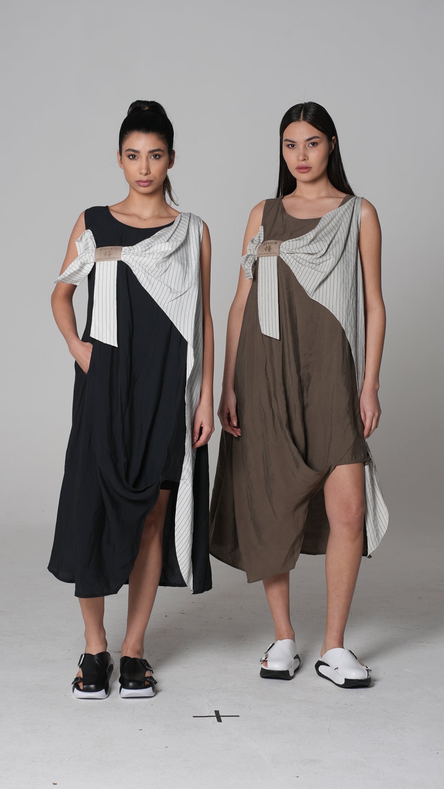 Colour-Block Asymmetric Midi Dress — H4 London SS26 (side view)