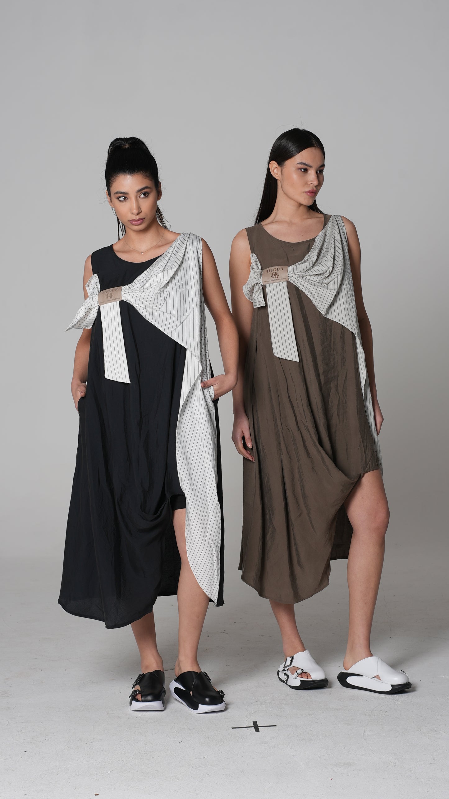 Colour-Block Asymmetric Midi Dress — H4 London SS26 (back view)