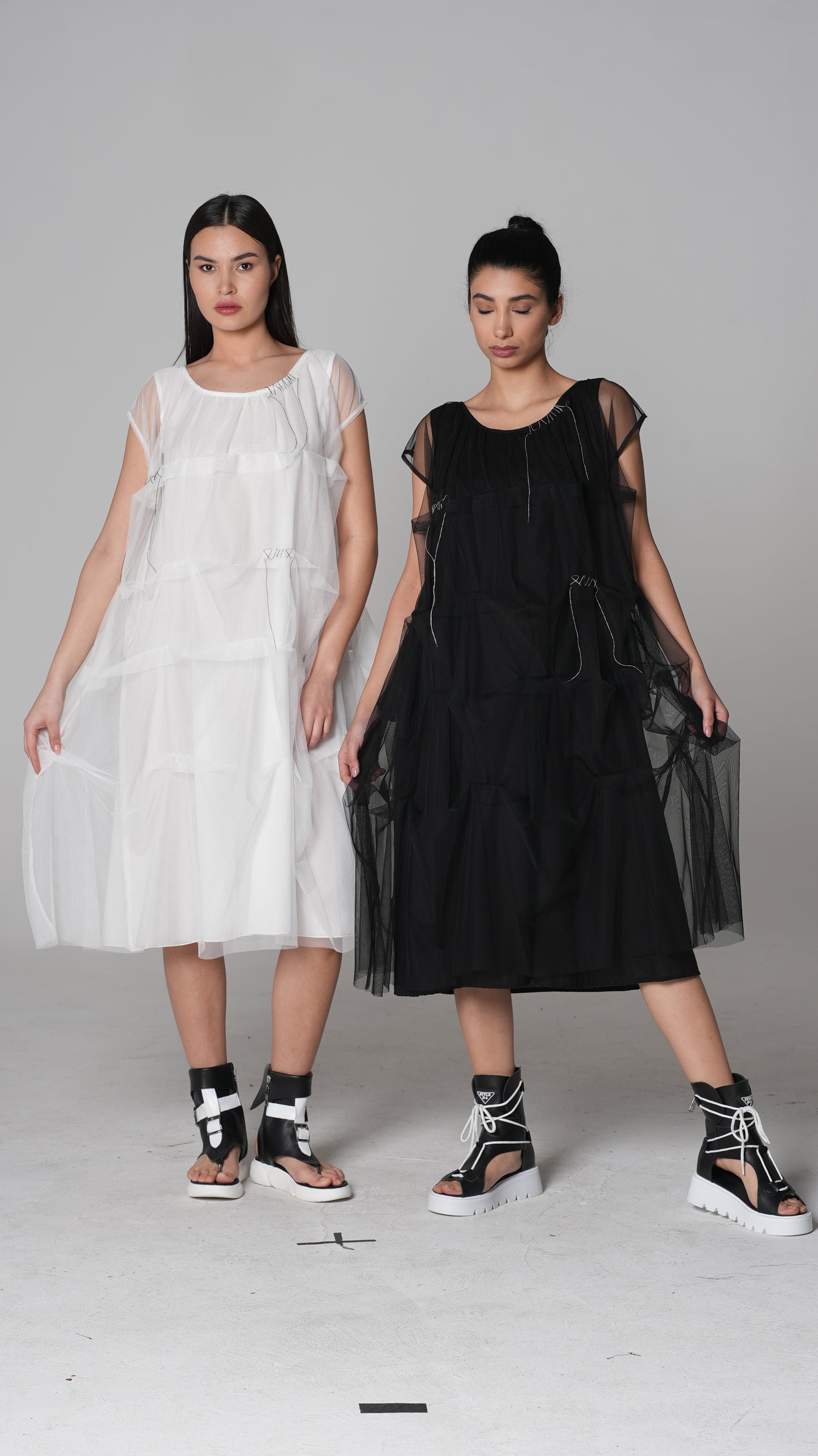 Tulle Sheer Midi Dress — H4 London SS26