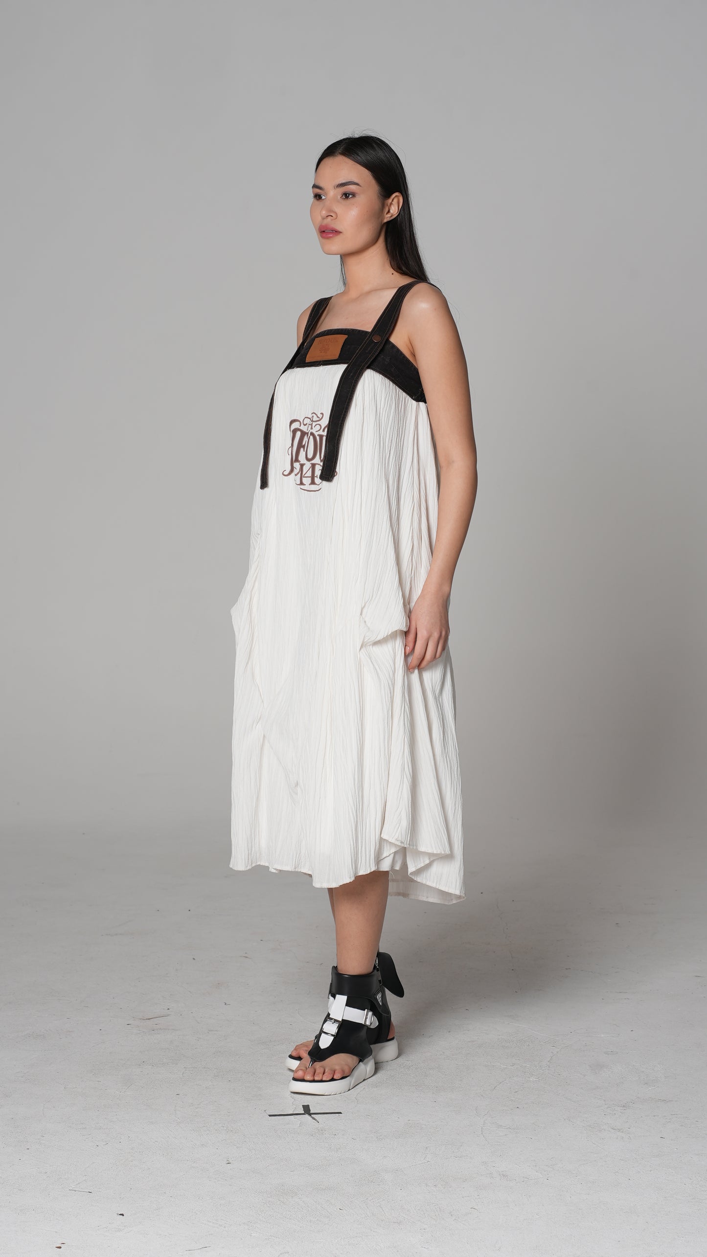 White Draped Slip Dress — H4 London SS26