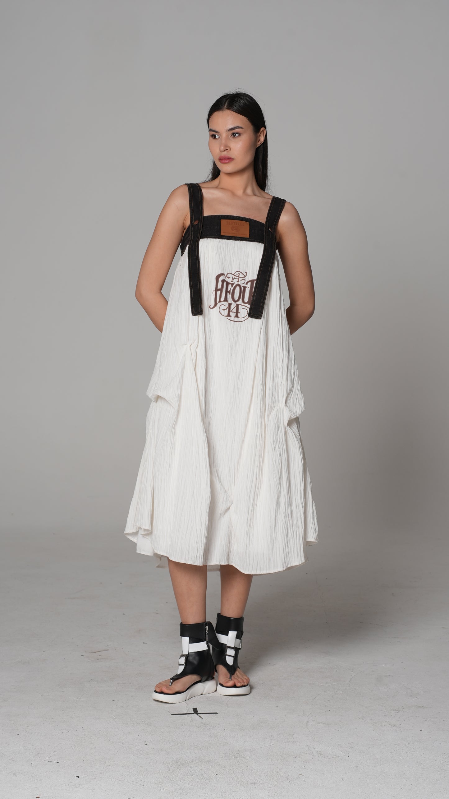 White Draped Slip Dress — H4 London SS26