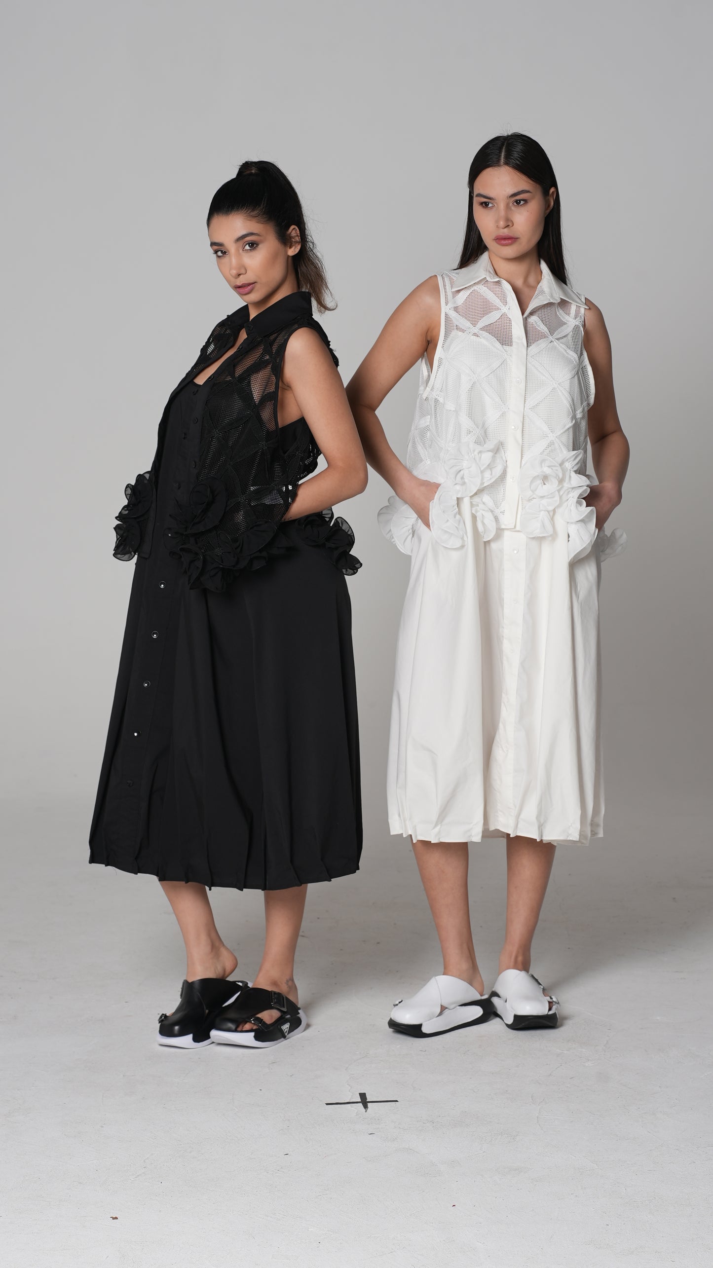 Sheer Lace Cropped Blouse — H4 London SS26