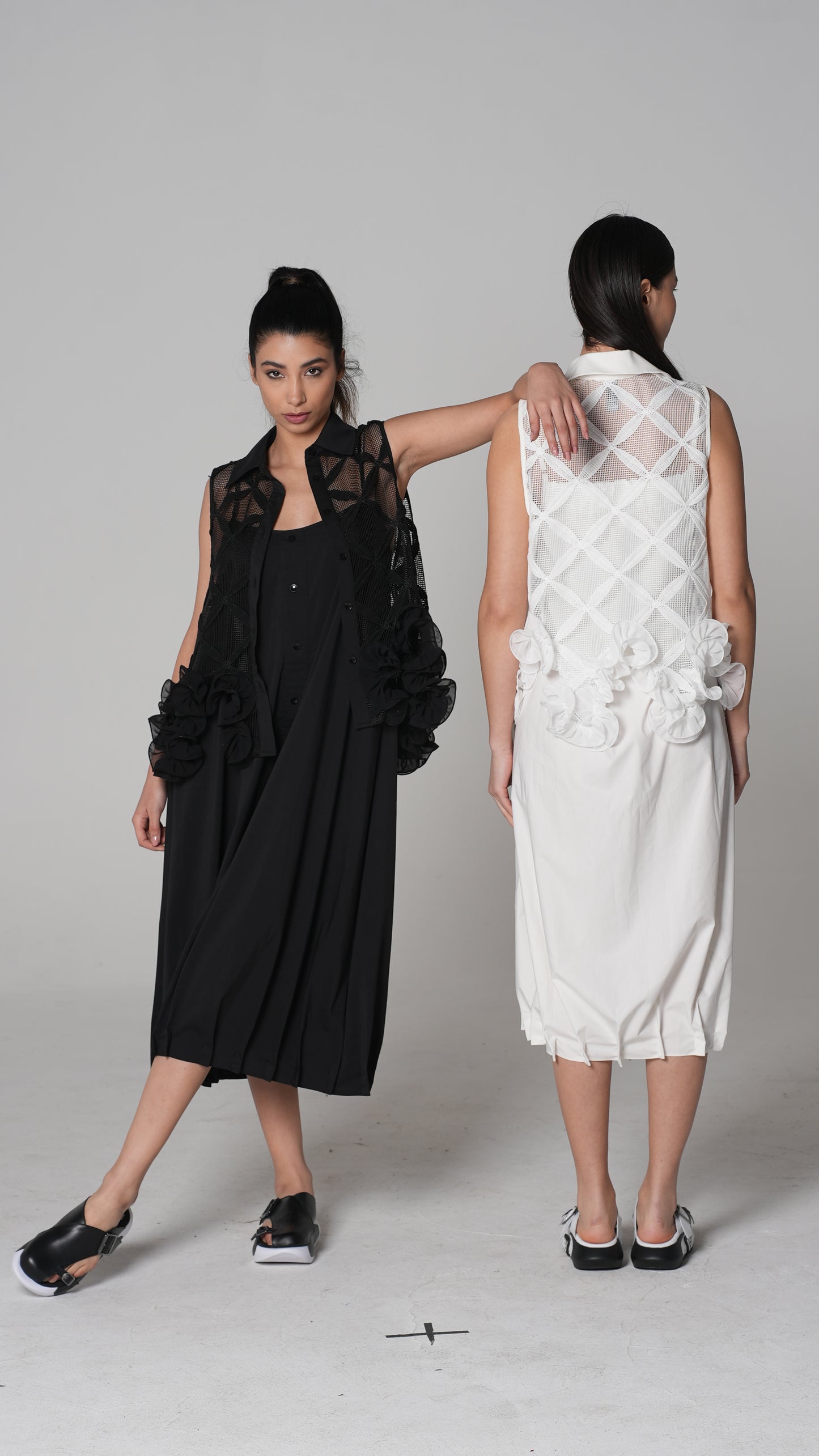Sheer Lace Cropped Blouse — H4 London SS26
