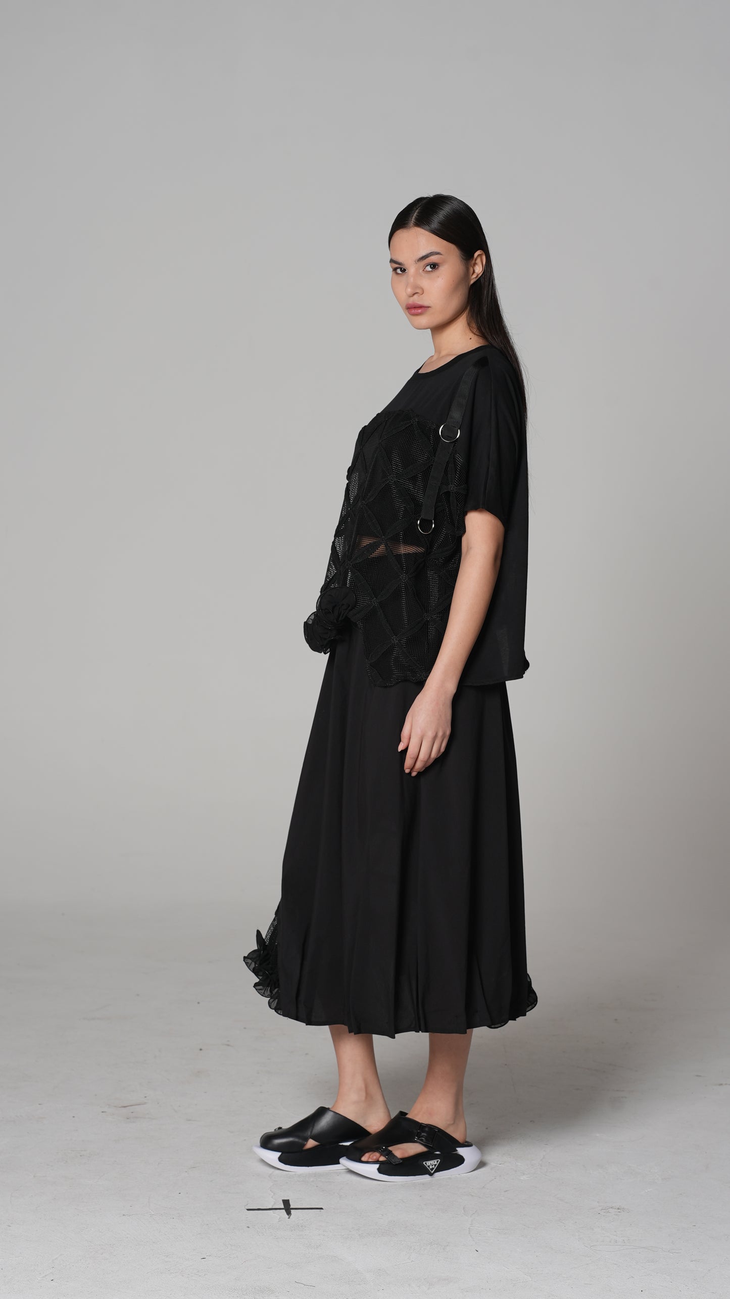 Sheer Lace Peplum Top — H4 London SS26