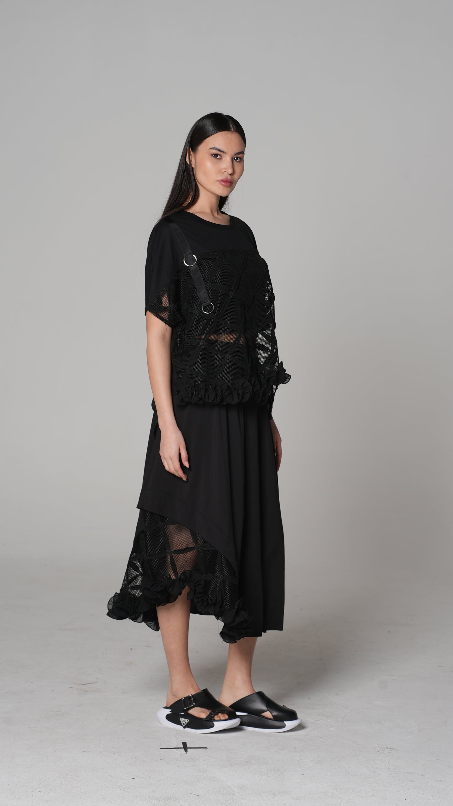 Sheer Lace Peplum Top — H4 London SS26