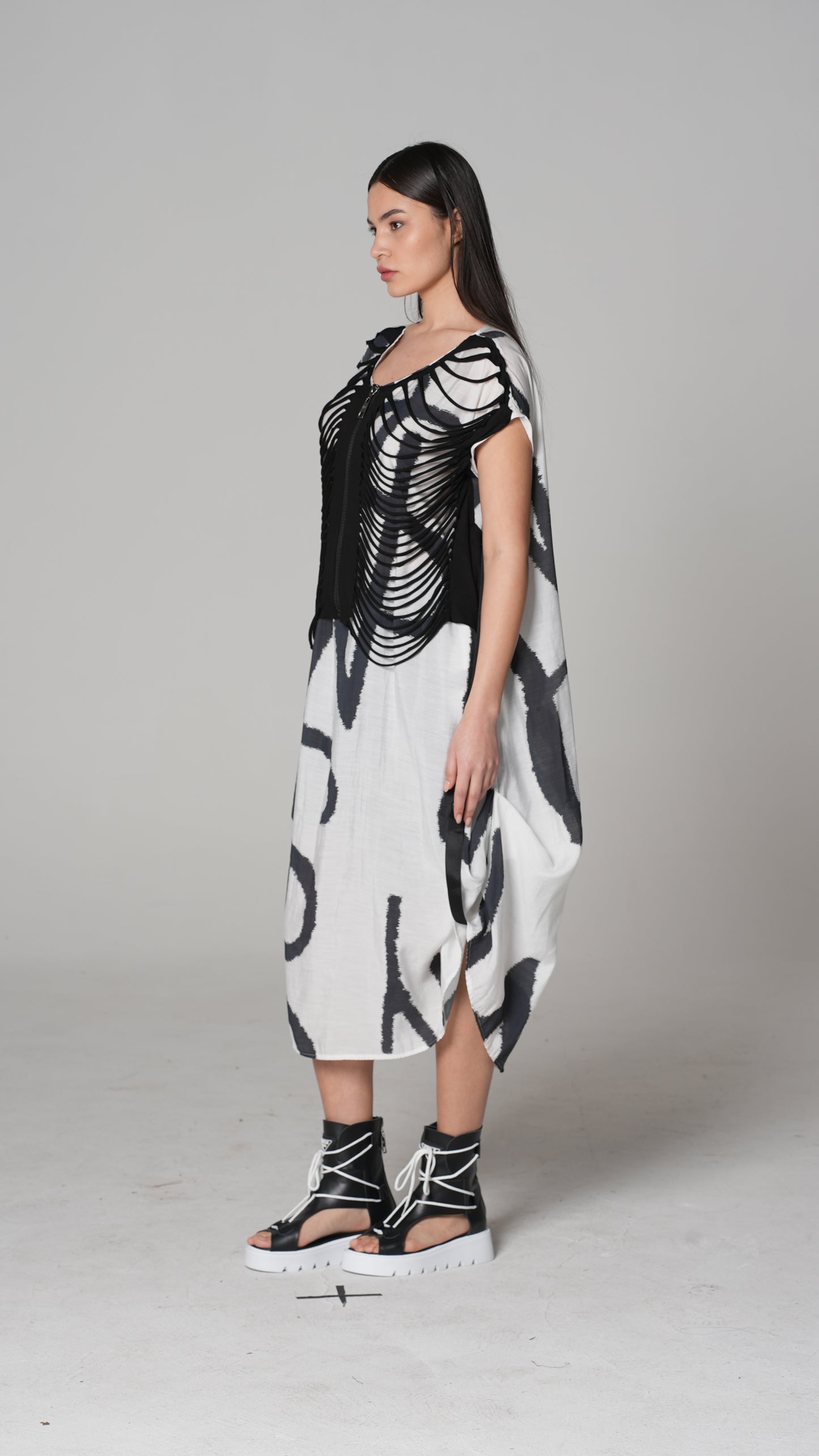 Black Graffiti-Print Waistcoat — H4 London SS26
