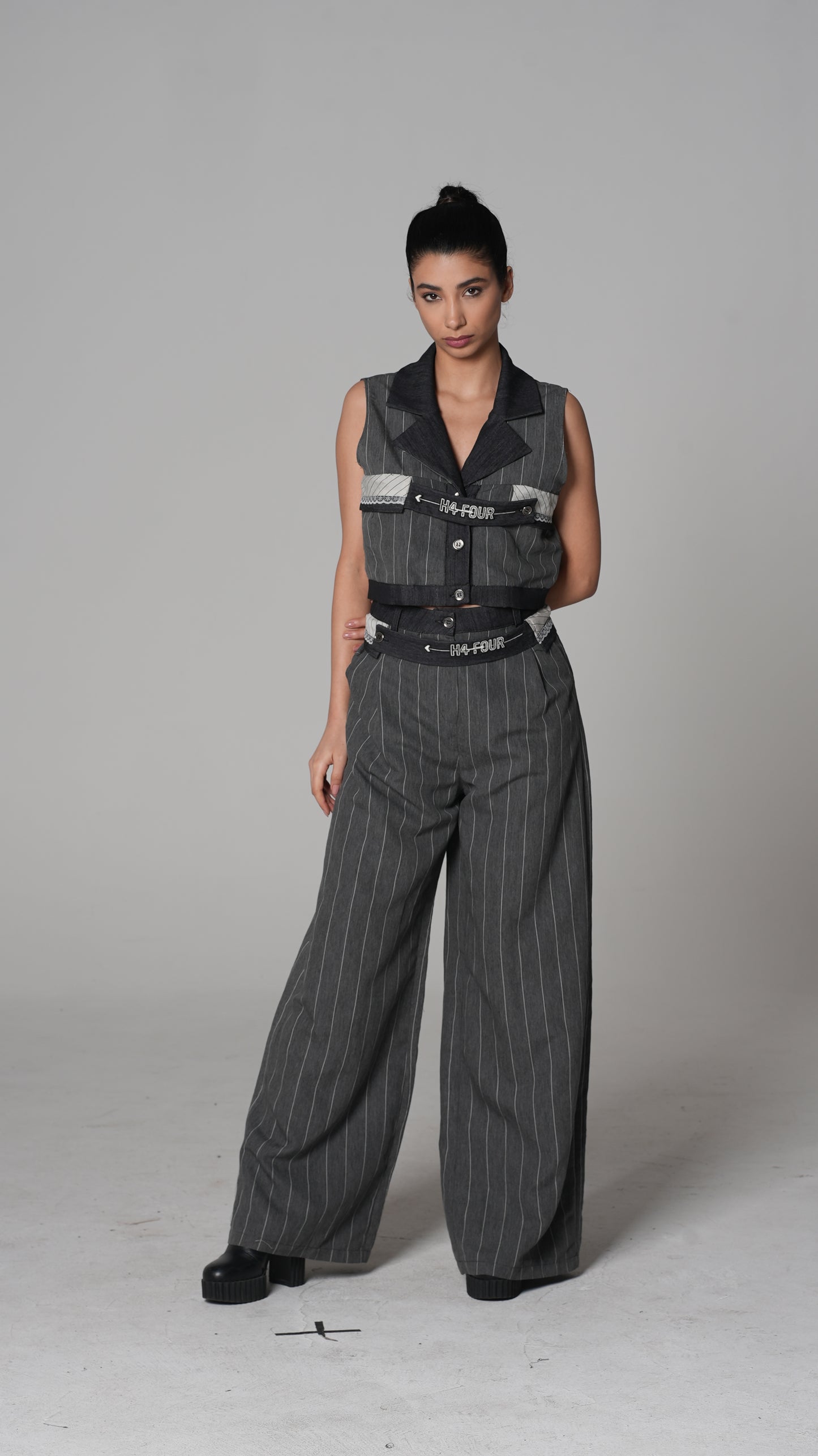 Pinstripe Cropped Waistcoat — H4 London SS26