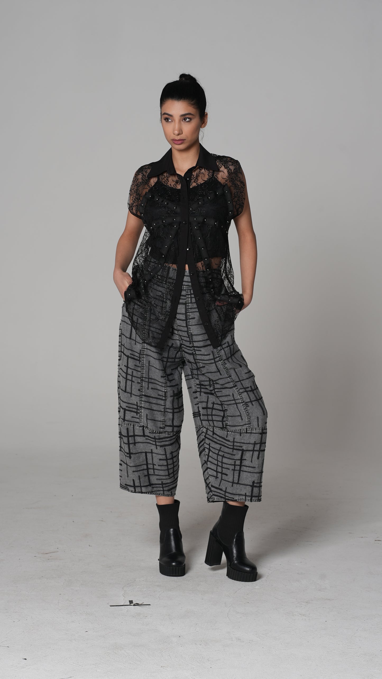 Lace Plaid Shirt — H4 London SS26
