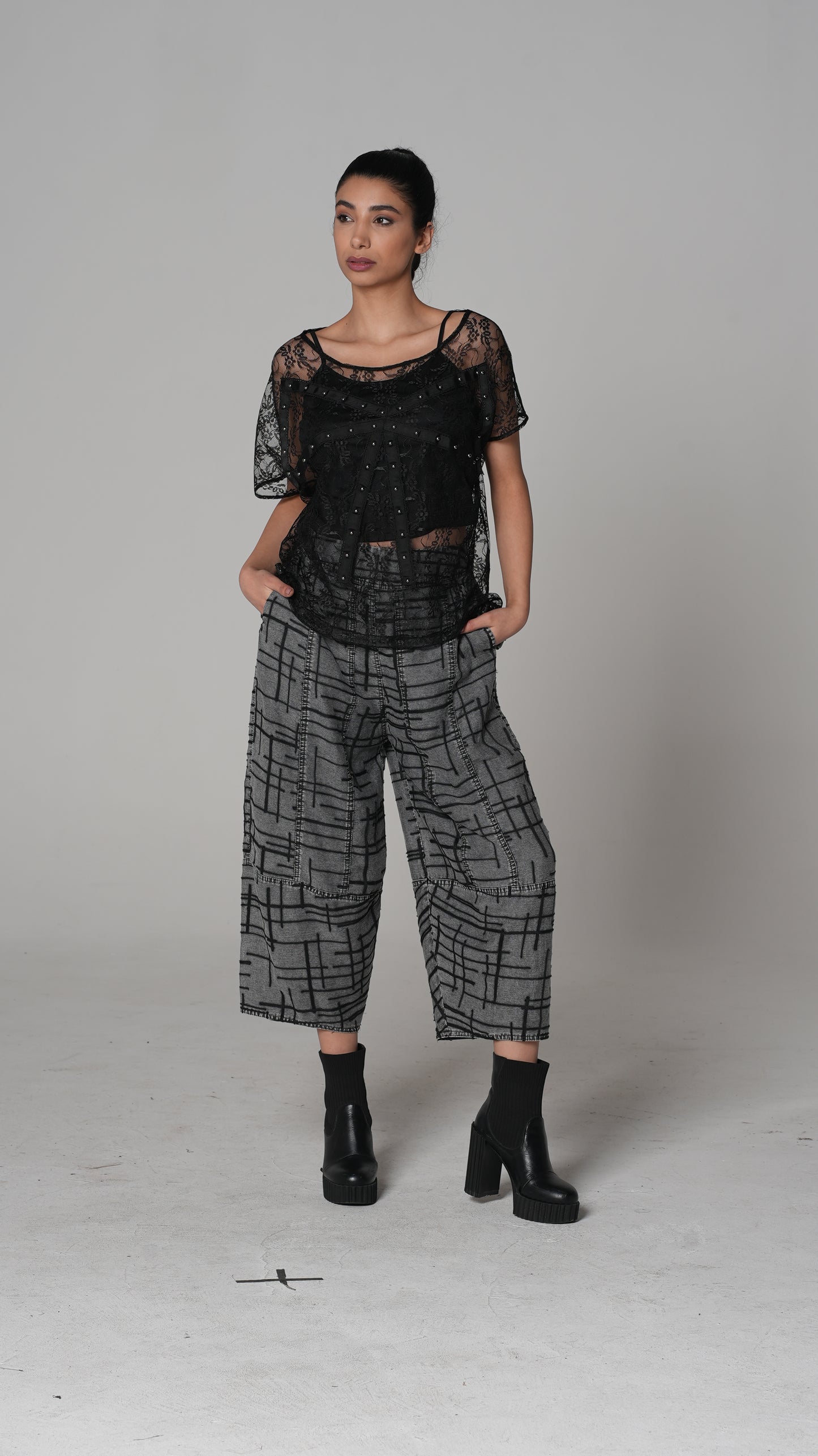 Lace Plaid Blouse — H4 London SS26