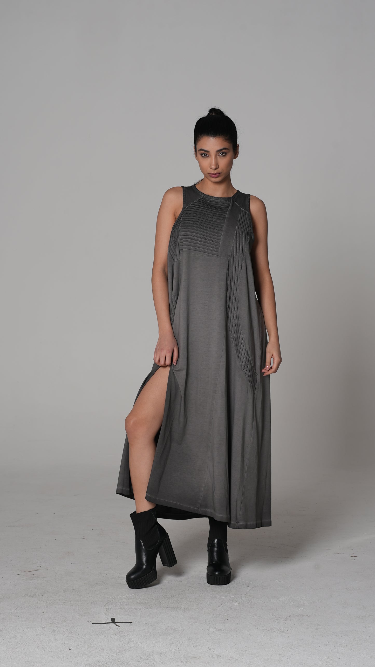 Side-Slit Sleeveless Midi Dress — H4 London SS26